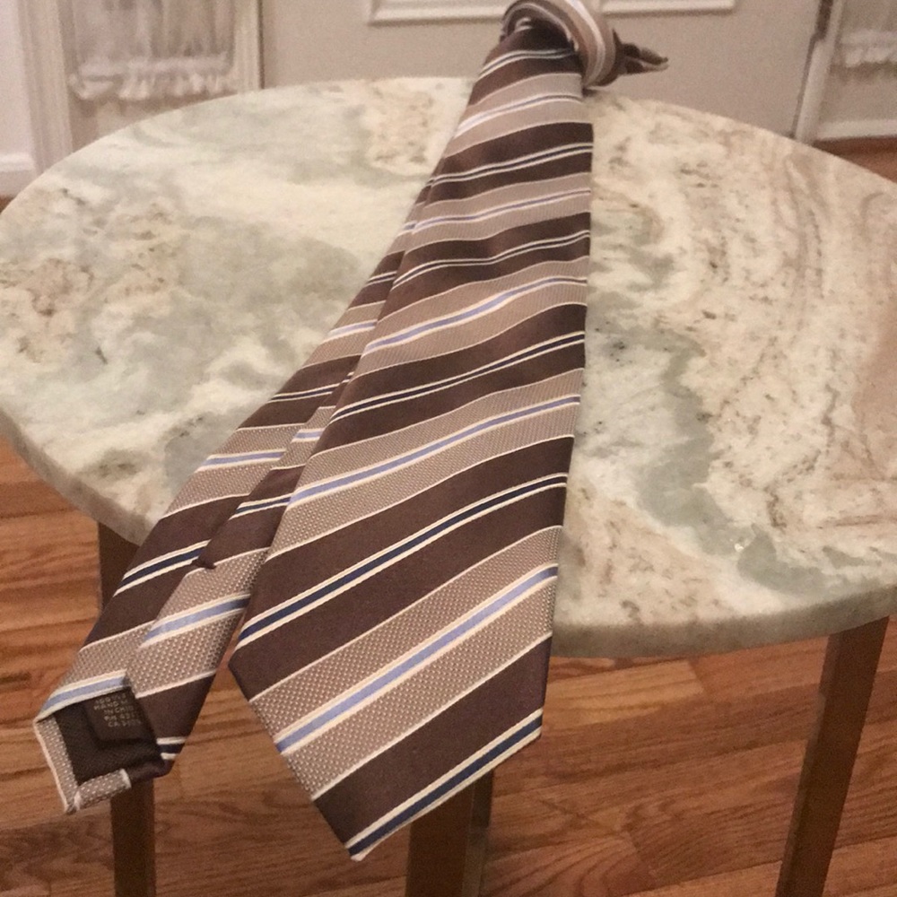 Brown and blue necktie